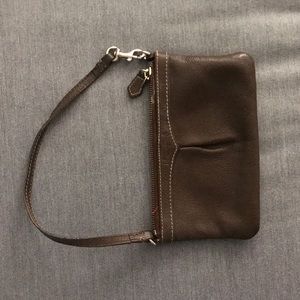 Dooney & Burke brown leather wristlet